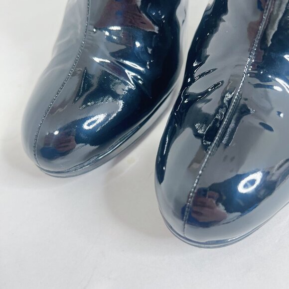 Stuart Weitzman Apollo Black Patent Leather Stiletto Boot Heeled Bootie Size 10 - Picture 5 of 13